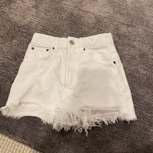 White high rise jean shorts